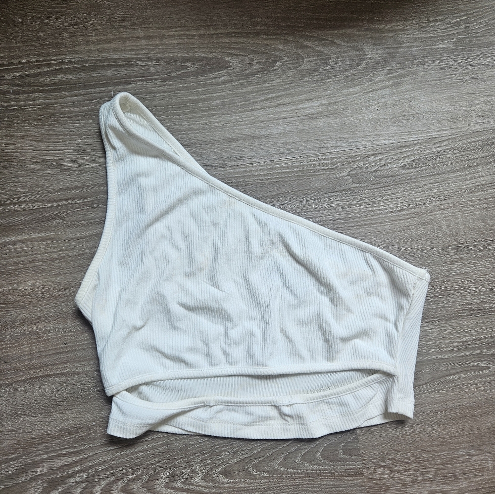 White Fox, One Shoulder Crop Top, Size s